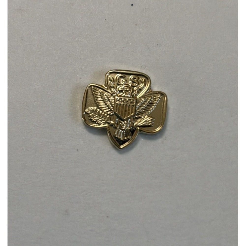 Vintage Girl Scouts of America Pin Brooch GS USA Eagle Gold Tone Stamped “T”